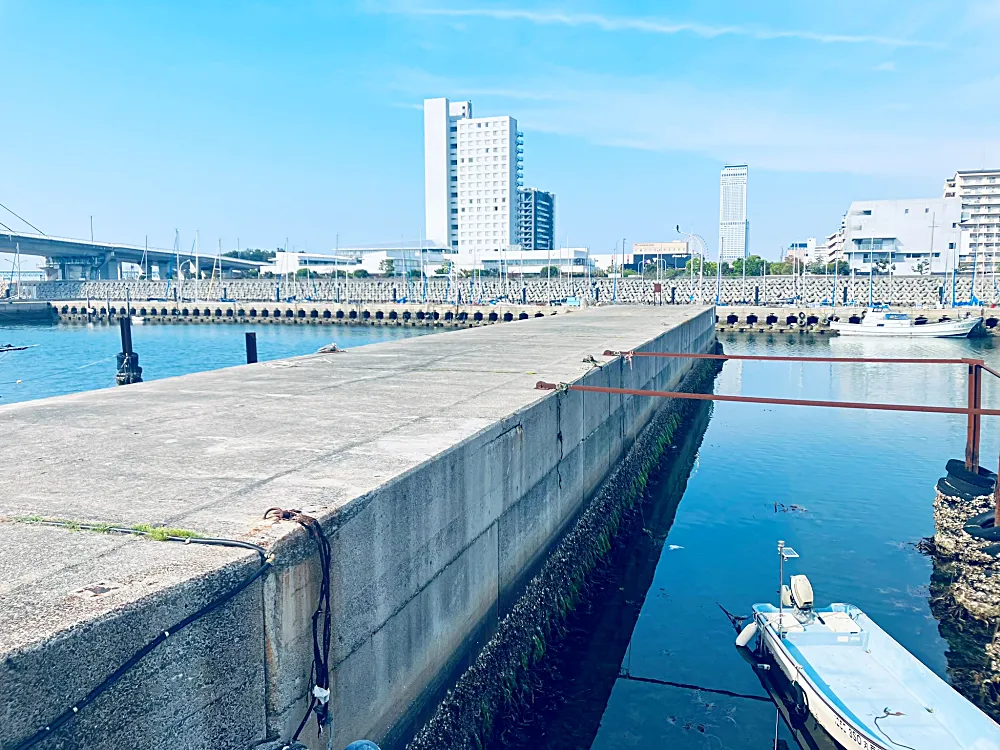 途中にある小波止（右側）